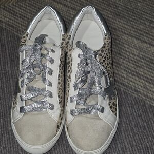 Leopard Print Sneakers‎ with Silver and White Accents